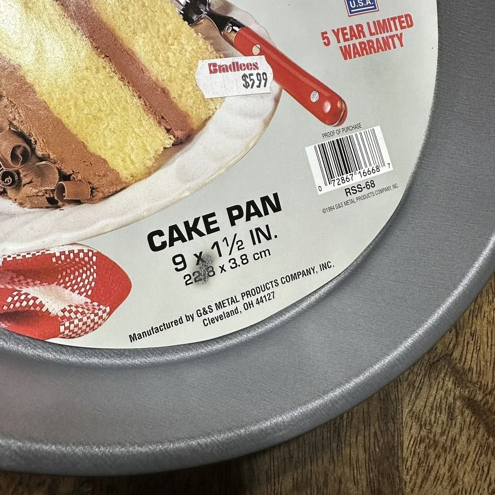 Rever Ware Bakeware 9 Inch Cake Pan Vintage 1994 NEW Silverstone 90s
